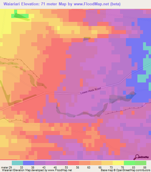 Waiariari,New Zealand Elevation Map