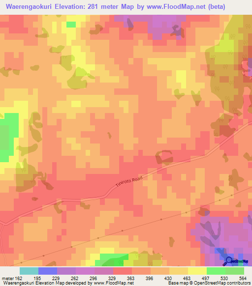 Waerengaokuri,New Zealand Elevation Map