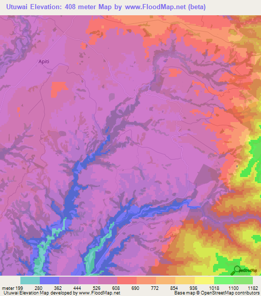 Utuwai,New Zealand Elevation Map
