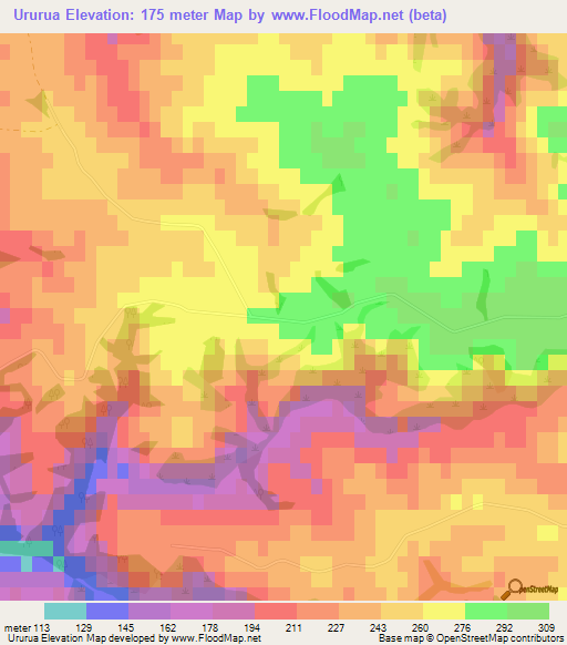 Ururua,New Zealand Elevation Map