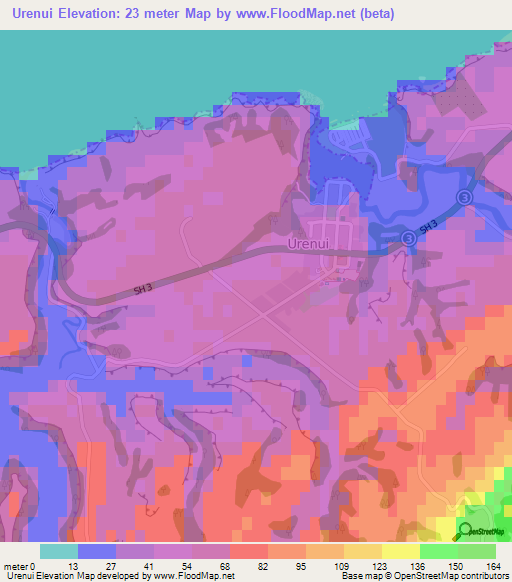 Urenui,New Zealand Elevation Map