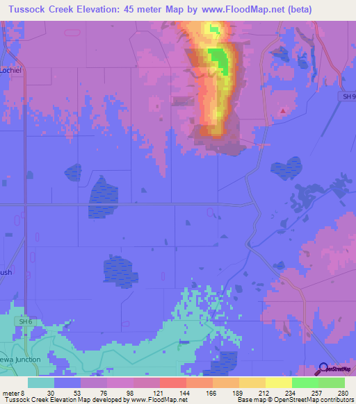 Tussock Creek,New Zealand Elevation Map