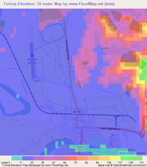 Turiroa,New Zealand Elevation Map