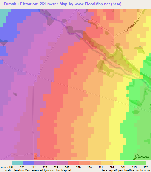 Tumahu,New Zealand Elevation Map