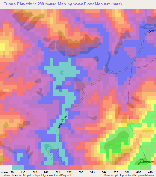 Tuhua,New Zealand Elevation Map