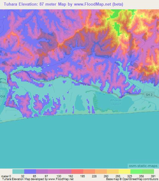 Tuhara,New Zealand Elevation Map