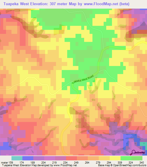 Tuapeka West,New Zealand Elevation Map