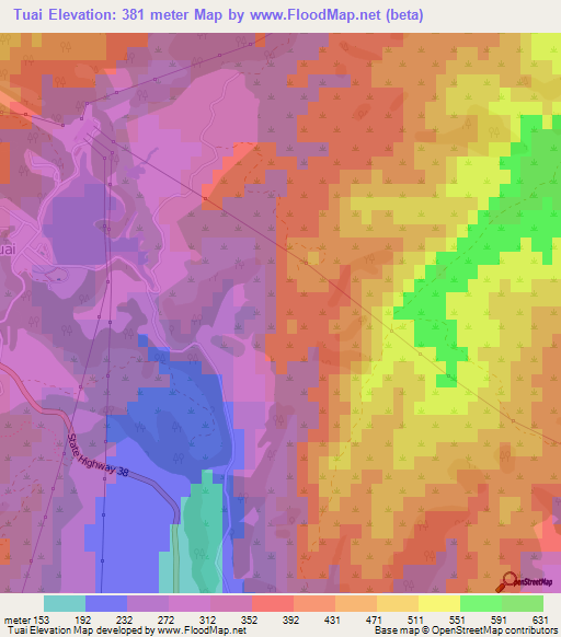Tuai,New Zealand Elevation Map