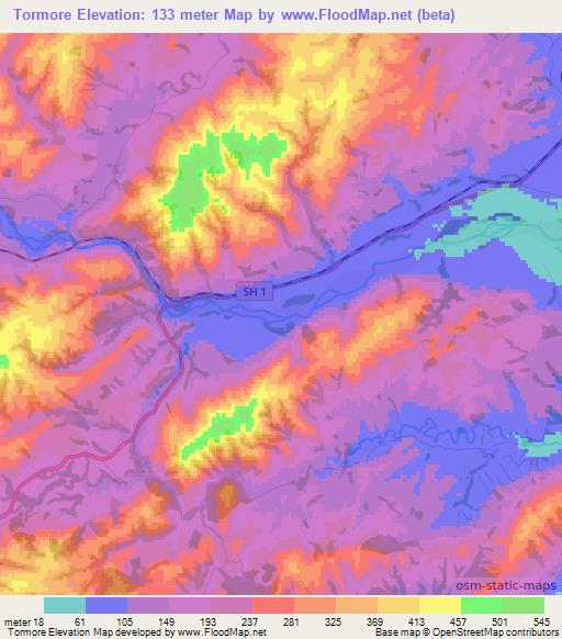 Tormore,New Zealand Elevation Map