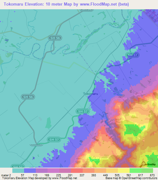 Tokomaru,New Zealand Elevation Map