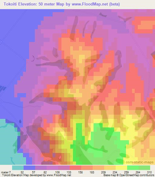 Tokoiti,New Zealand Elevation Map