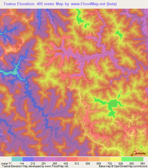 Toatoa,New Zealand Elevation Map