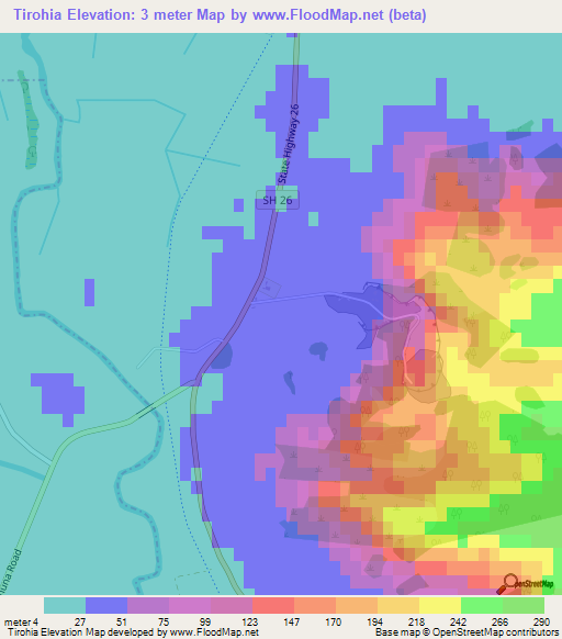 Tirohia,New Zealand Elevation Map