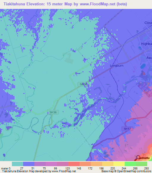 Tiakitahuna,New Zealand Elevation Map
