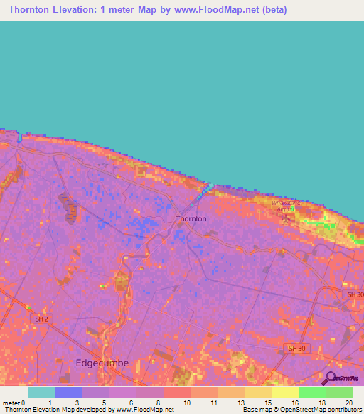 Thornton,New Zealand Elevation Map