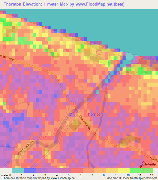 Thornton,New Zealand Elevation Map