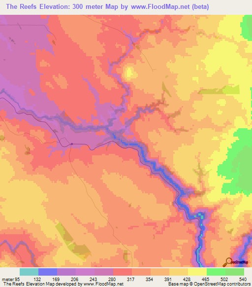 The Reefs,New Zealand Elevation Map