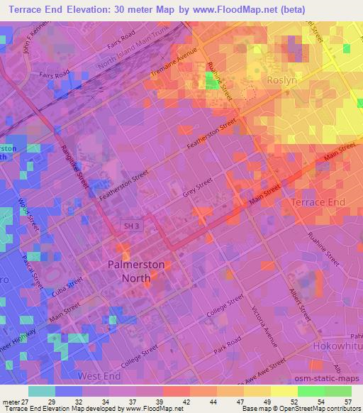 Terrace End,New Zealand Elevation Map