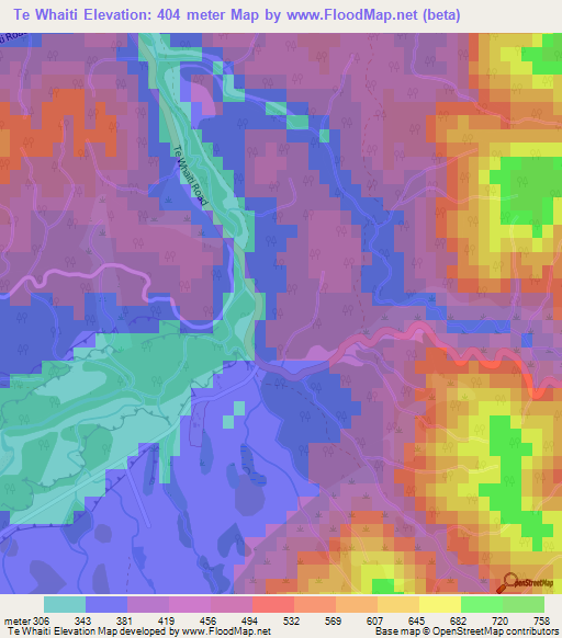 Te Whaiti,New Zealand Elevation Map