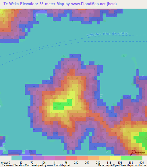 Te Weka,New Zealand Elevation Map
