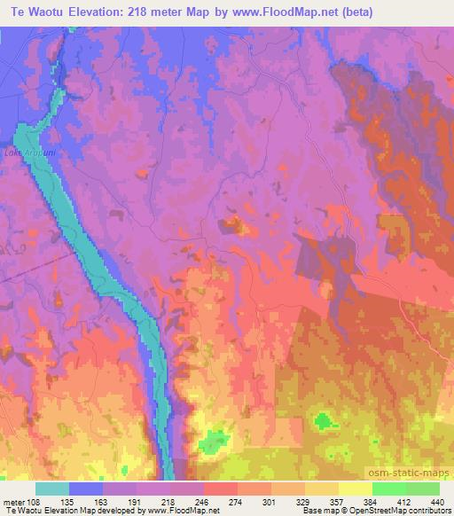 Te Waotu,New Zealand Elevation Map