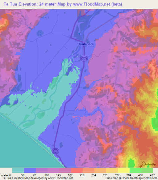Te Tua,New Zealand Elevation Map