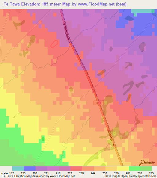 Te Tawa,New Zealand Elevation Map