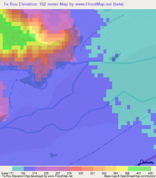 Te Rou,New Zealand Elevation Map