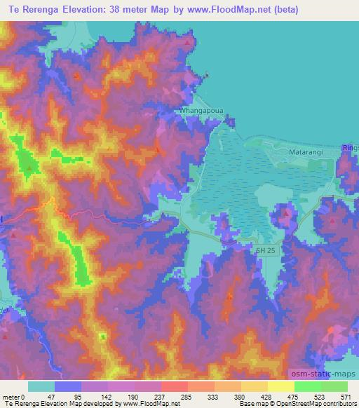 Te Rerenga,New Zealand Elevation Map