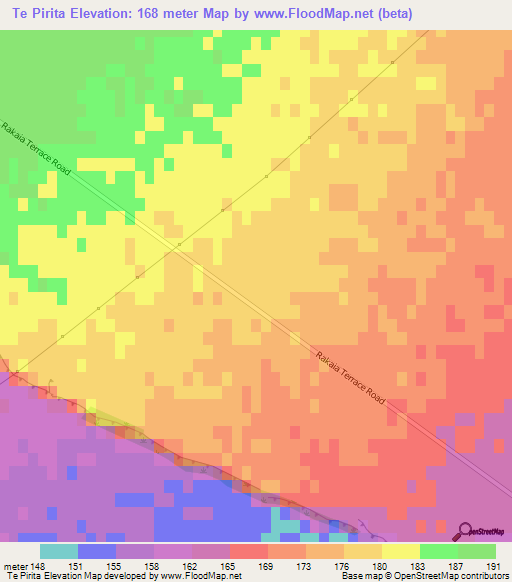 Te Pirita,New Zealand Elevation Map