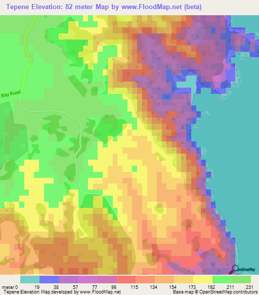 Tepene,New Zealand Elevation Map