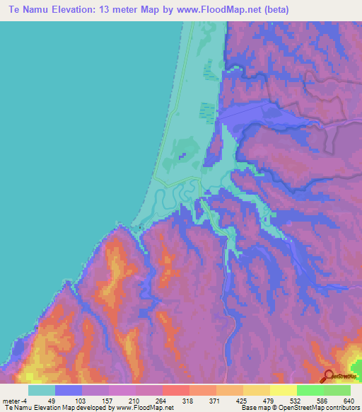Te Namu,New Zealand Elevation Map