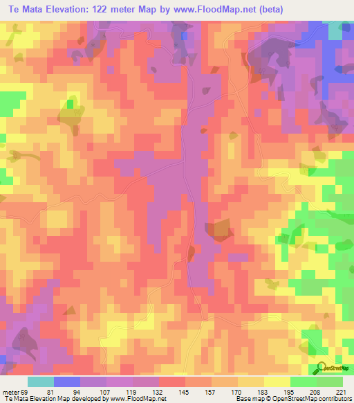 Te Mata,New Zealand Elevation Map