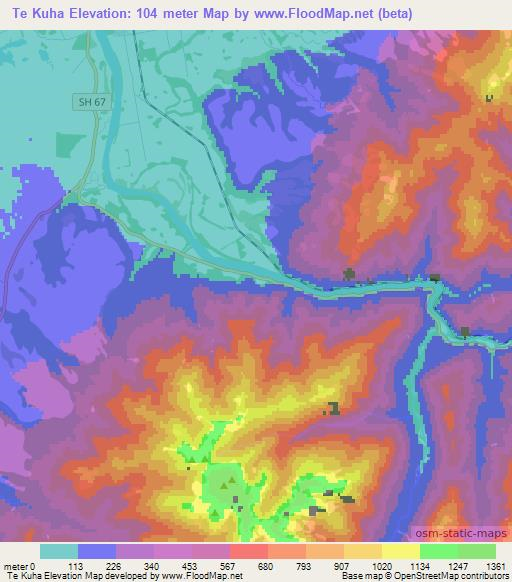 Te Kuha,New Zealand Elevation Map