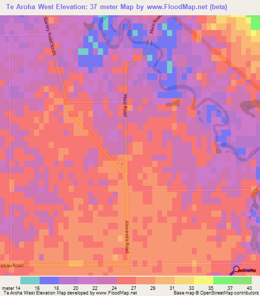 Te Aroha West,New Zealand Elevation Map