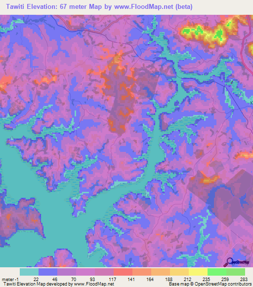 Tawiti,New Zealand Elevation Map