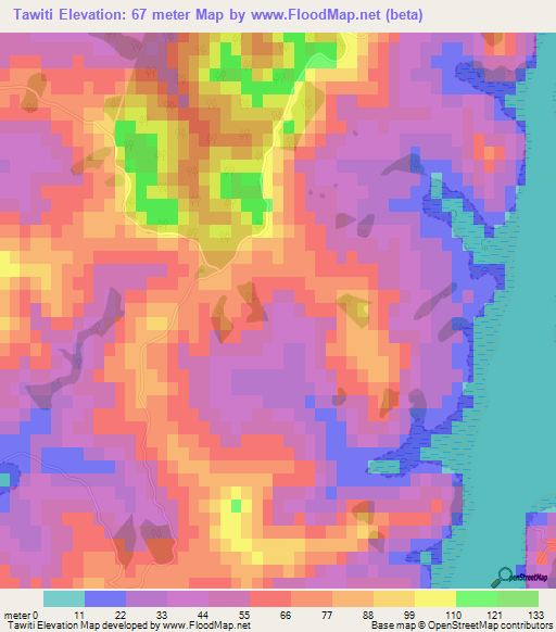 Tawiti,New Zealand Elevation Map