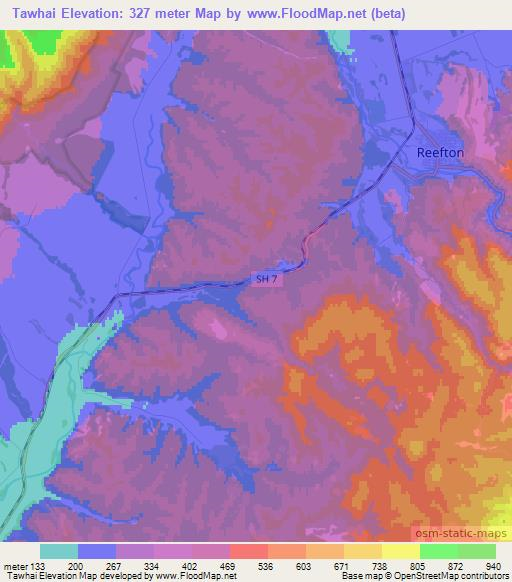 Tawhai,New Zealand Elevation Map