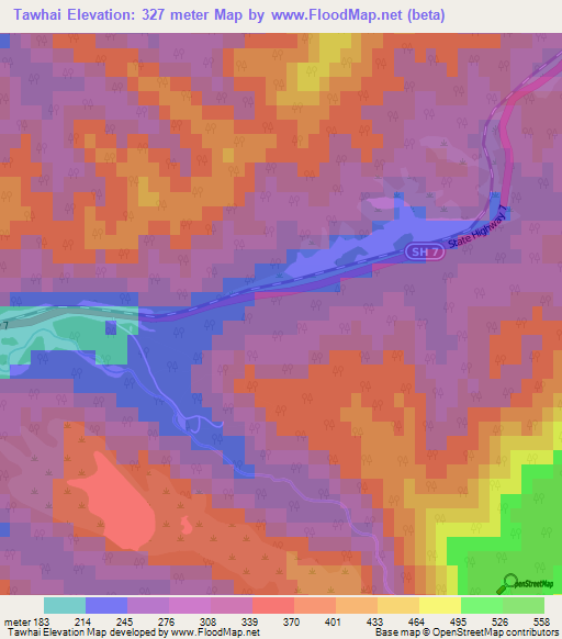 Tawhai,New Zealand Elevation Map