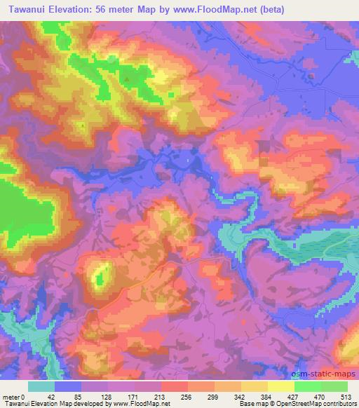 Tawanui,New Zealand Elevation Map