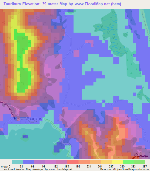 Taurikura,New Zealand Elevation Map
