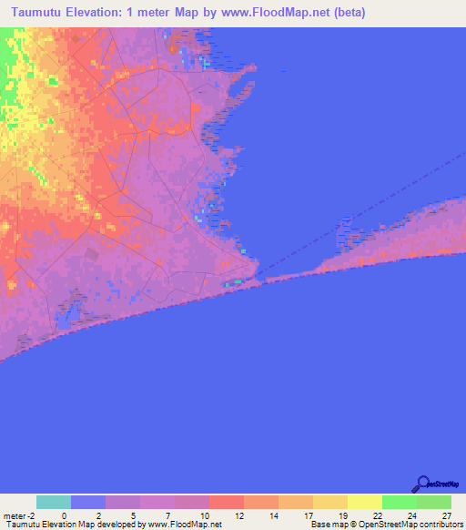 Taumutu,New Zealand Elevation Map