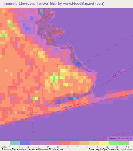 Taumutu,New Zealand Elevation Map