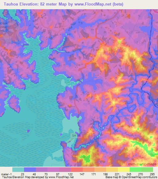 Tauhoa,New Zealand Elevation Map