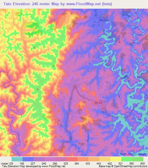Tatu,New Zealand Elevation Map