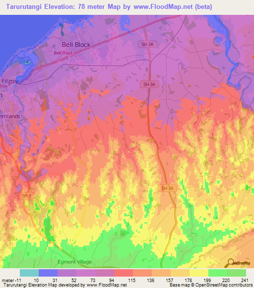 Tarurutangi,New Zealand Elevation Map