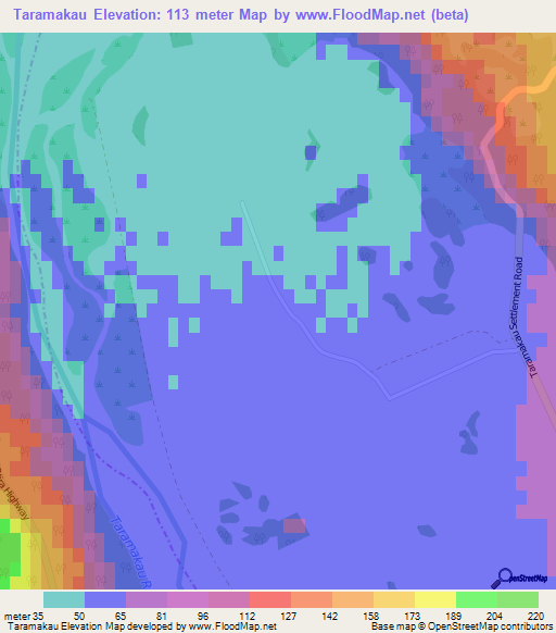 Taramakau,New Zealand Elevation Map