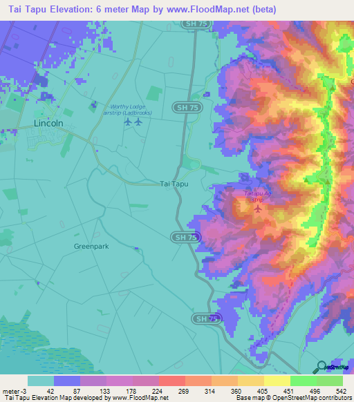 Tai Tapu,New Zealand Elevation Map