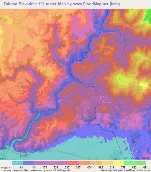 Taioma,New Zealand Elevation Map