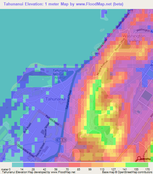 Tahunanui,New Zealand Elevation Map